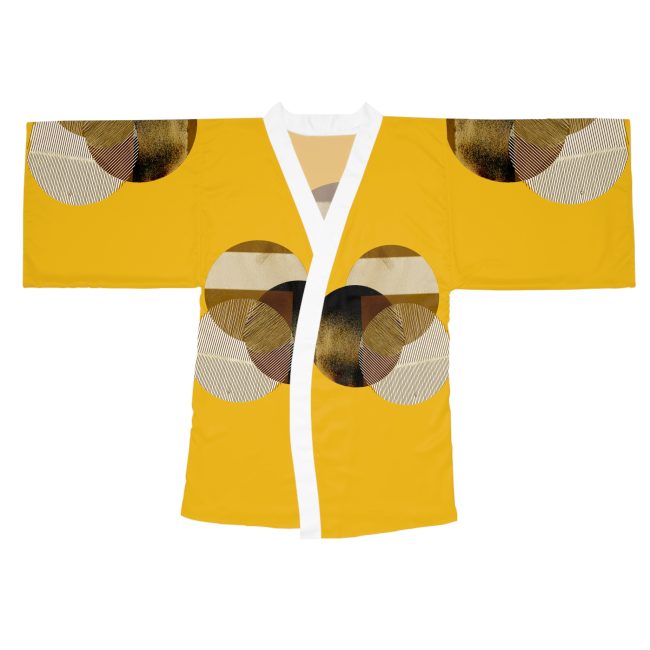 Sunshine Abstract Long Sleeve Kimono Robe, Bohemian Loungewear, Cozy Gift, Fashion Statement, Summer Relaxation, Festival Wear