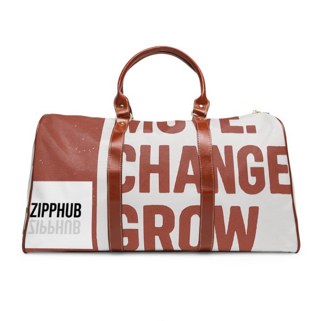 Motivational Waterproof Travel Bag - 'Never Stand Still' & 'Change Grow' Inspirational Design