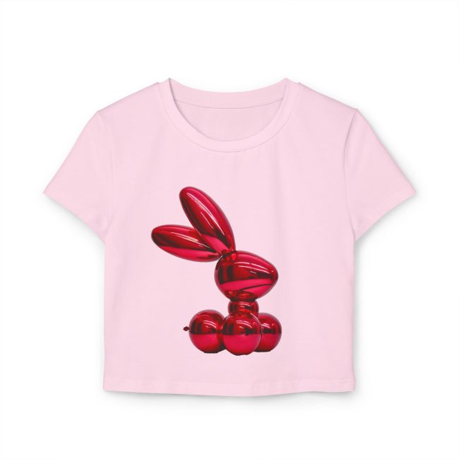 Whimsical Balloon Bunny Women's Baby Tee, Cute Graphic Tee for Kids, Fun Summer Top, Gift for Animal Lovers, Festival Casual Wear