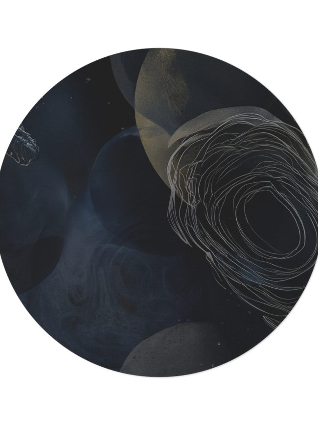 Round Rug Black Rose