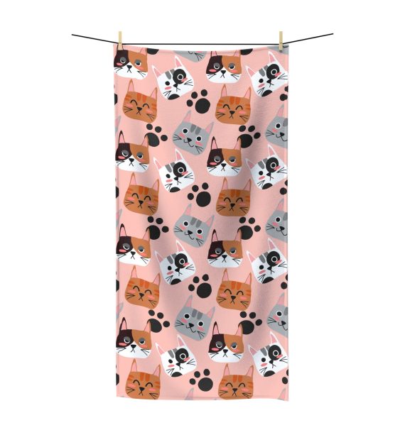 Cat Lover's Polycotton Pet Towel, Cute Cat Print Beach Towel, Pet Owner Gift, Fun Home Decor - Image 2