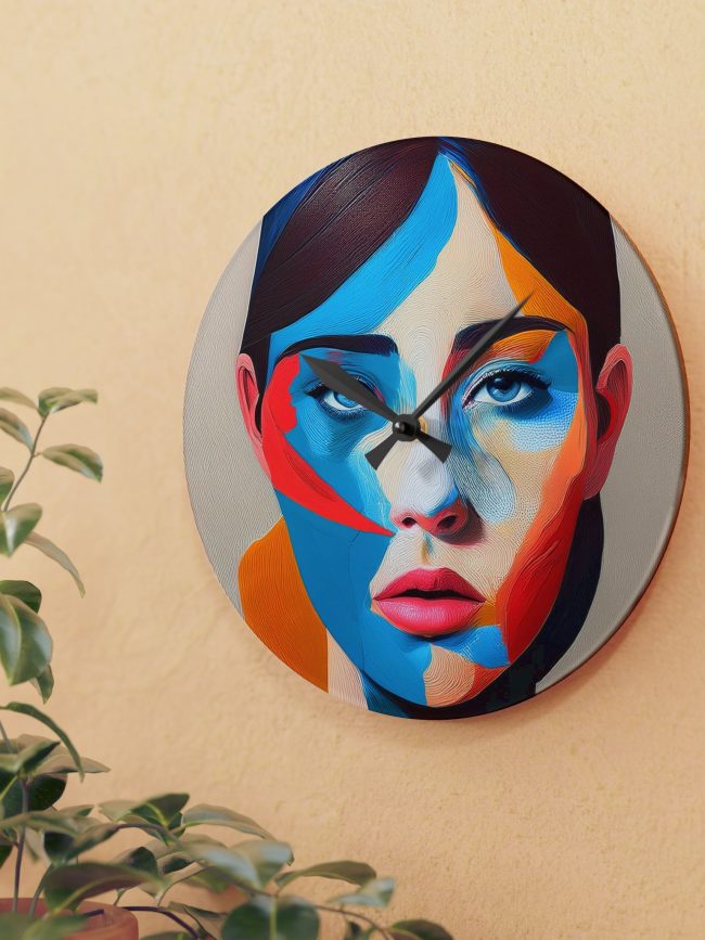 Acrylic Wall Clock Pop Art Portrait Print
