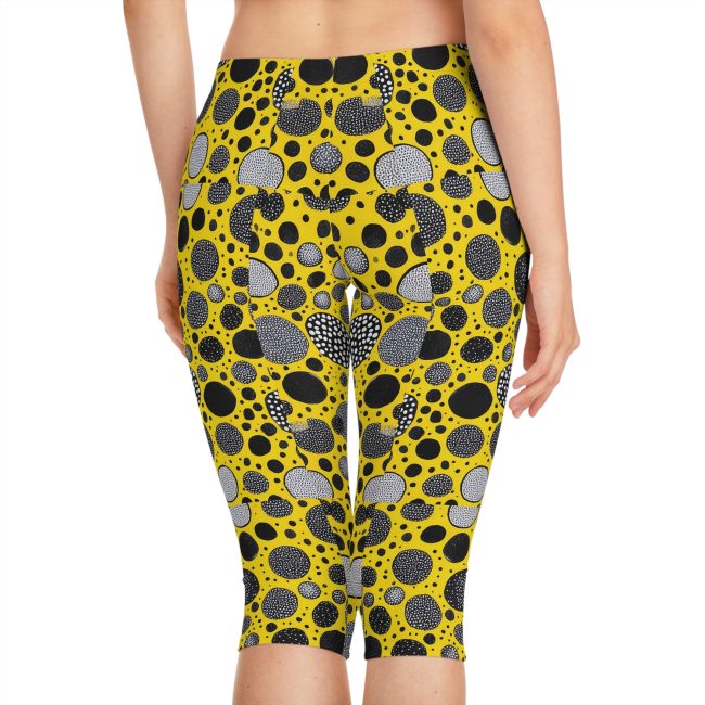 Vibrant Polka Dot Capri Leggings for Women | Stylish Athletic Wear, Casual Outfit, Yoga Pants, Spring Fashion, Dance Class