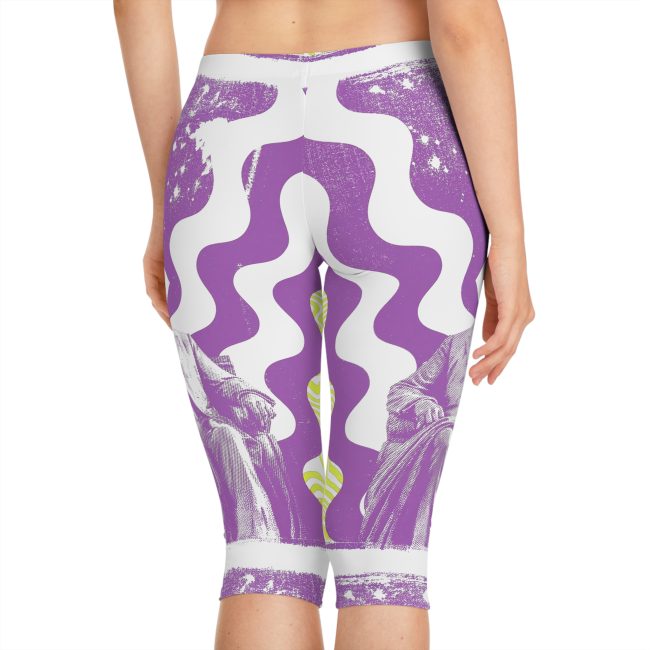 Trippy Women's Capri Leggings, Yoga Pants, Festival Wear, Bohemian Leggings, Unique Fitness Style, Statement Activewear