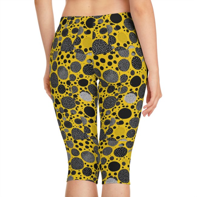 Chic Women's Capri Leggings - Bold Polka Dot Print, Activewear, Summer Outfits, Yoga Pants, Casual Wear