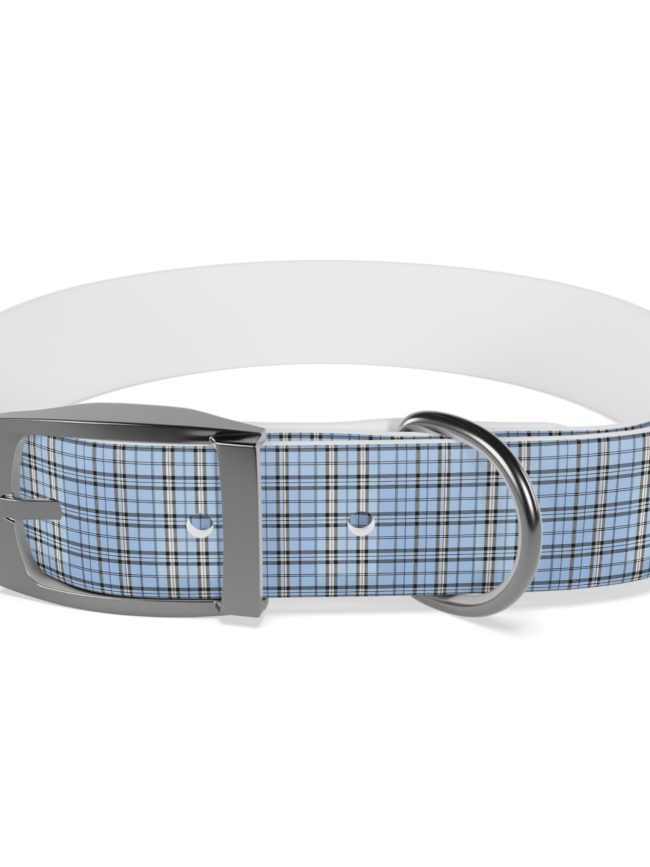 Stylish Blue Plaid Dog Collar Pet Accessory