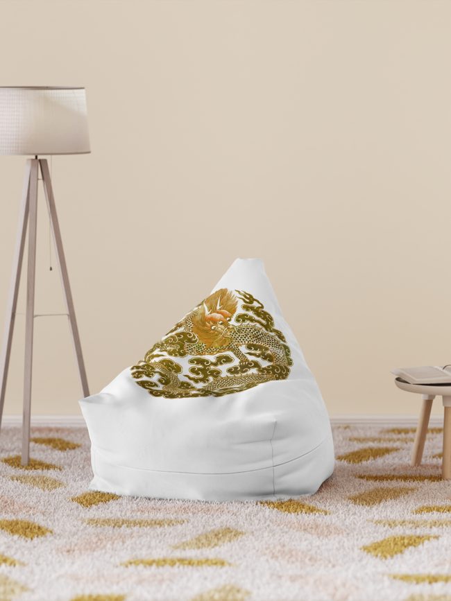 Bean Bag Chair Cover Yellow Light Green Oriental Pattern