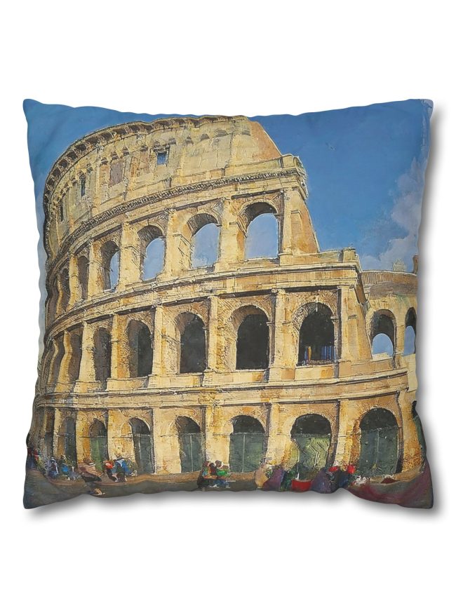 Square Printed Canvas Pillowcase Rome Souvenir