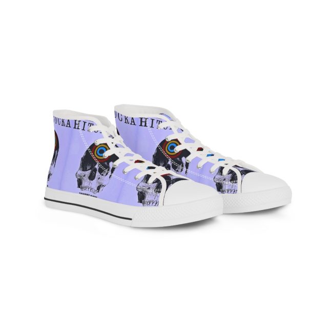 Edgy Skull High Top Sneakers | Unique Graphic Shoes for Men | Stylish Footwear | Gifts for Hipsters and Sneakerheads, Streetwear Fashion