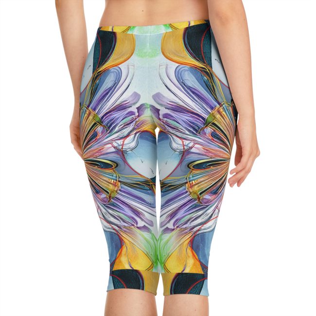 Vibrant Floral Women's Capri Leggings, Artistic Activewear, Summer Fitness Fashion, Unique Athleisure, Stylish Workout Pants, Garden [...]