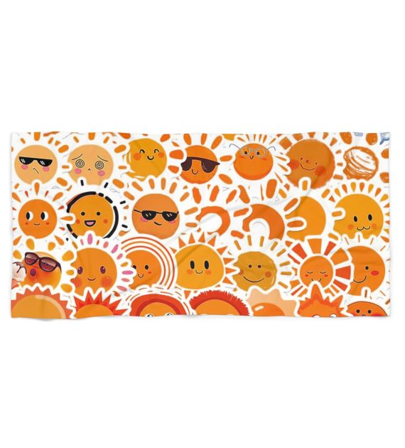 Beach Towel Orange Kawaii Style - Image 3