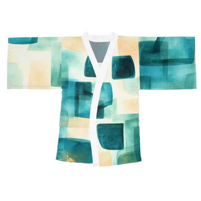 Chic Long Sleeve Kimono Robe, Stylish Loungewear, Unique Gift, Relaxation Wear, Home Spa Attire, Versatile Fashion Statement