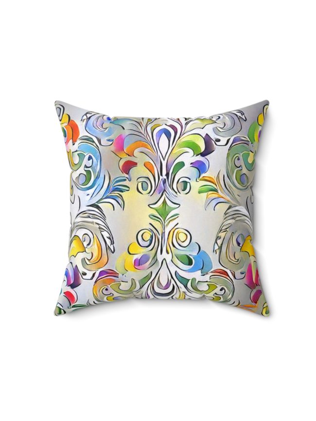 Colorful Modern Baroque Pattern Square Pillow