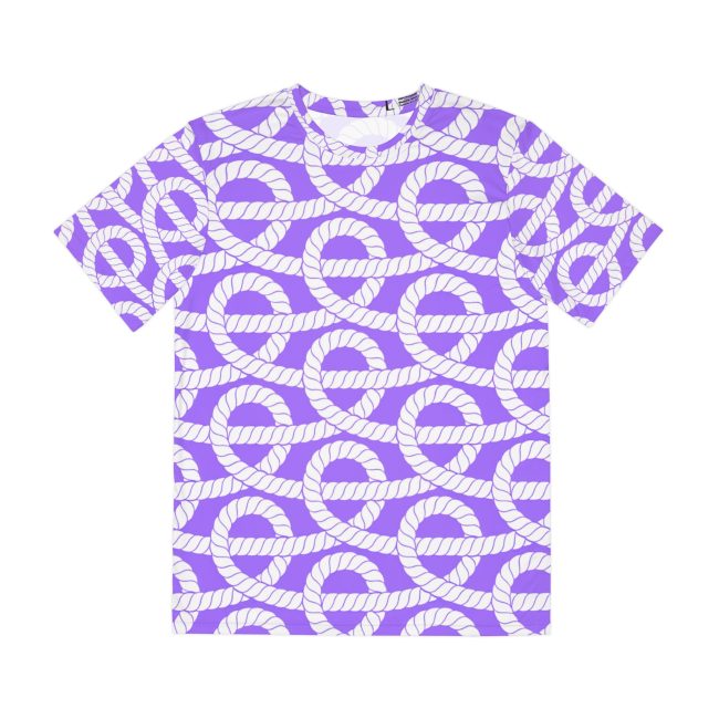 Purple Rope Pattern Men's Polyester Tee - Casual & Trendy Wear