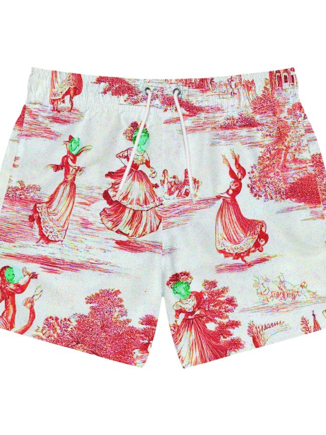Swim Trunks Red Toile De Jouy
