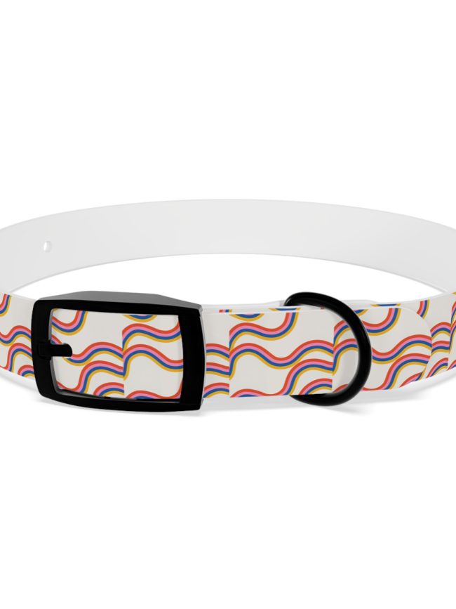 Colorful Wave Dog Collar Rainbow Pet Accessory