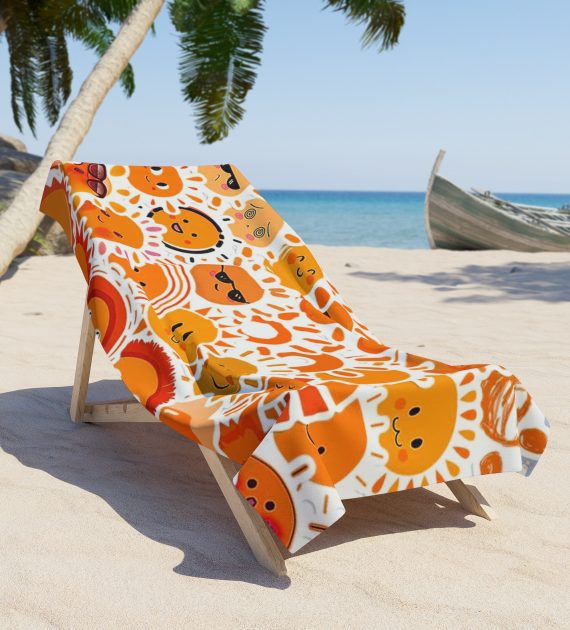 Beach Towel Orange Kawaii Style - Image 4
