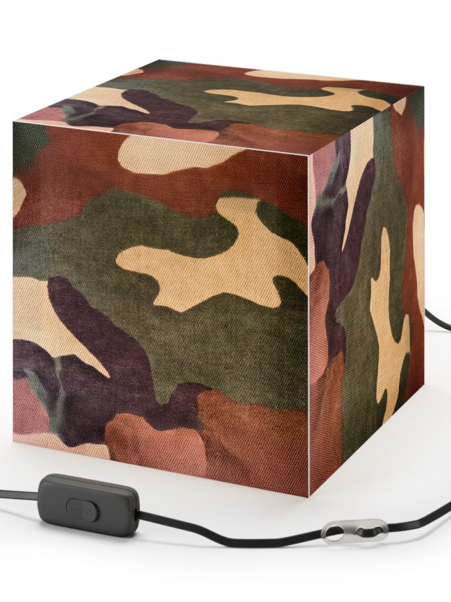 Camouflage Light Cube Lamp - Unique Pendant Lighting for Home Decor, Masculine Room Decor, Modern Lighting, Bedroom Light, Gift for Him