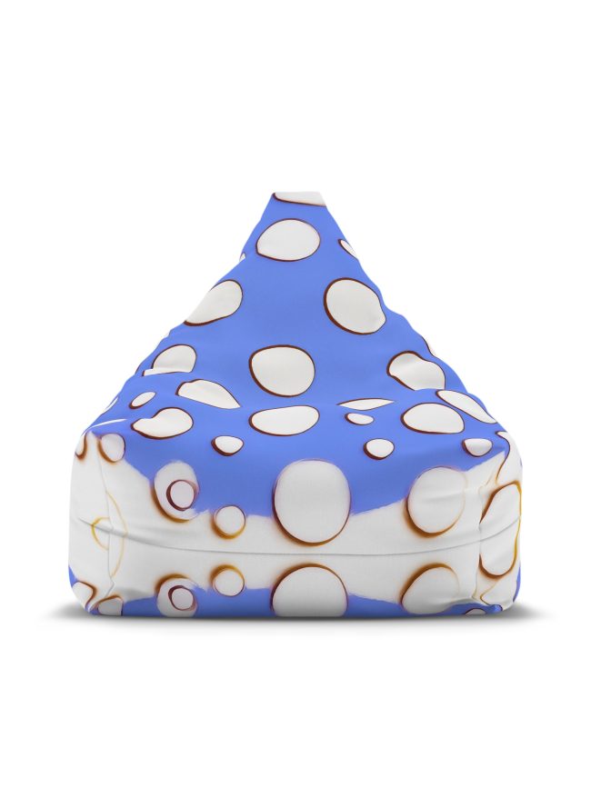 White And Cobalt Dots Bean Bag Chair Cover