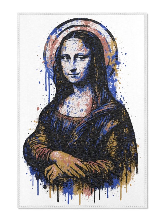 Rugs Artistic Blue Gold Mona Lisa