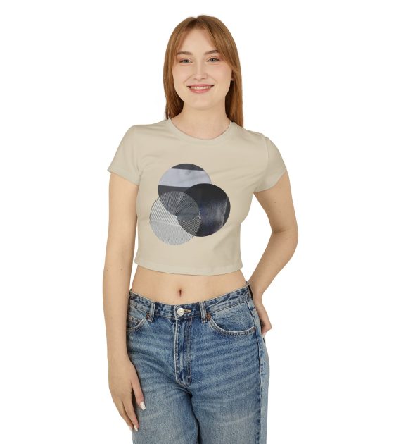 Chic Women's Baby Tee with Modern Circle Design, Casual Wear, Summer Top, Trendy Fashion, Gift for Her, Everyday Style - Image 13