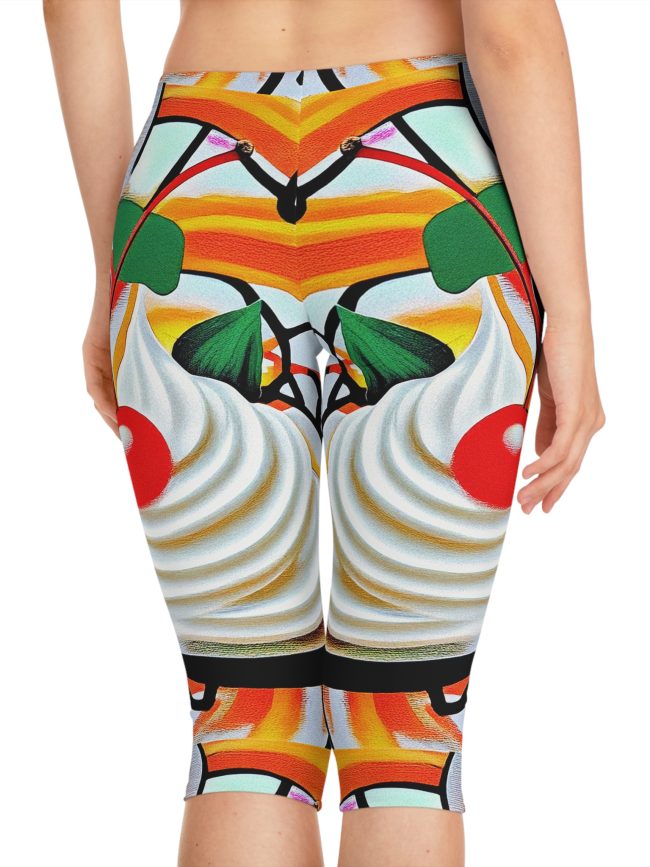 Colorful Art Print Women's Capri Leggings, Creative Workout Leggings, Casual Stylish Pants, Gift for Art Lovers, Festival Wear