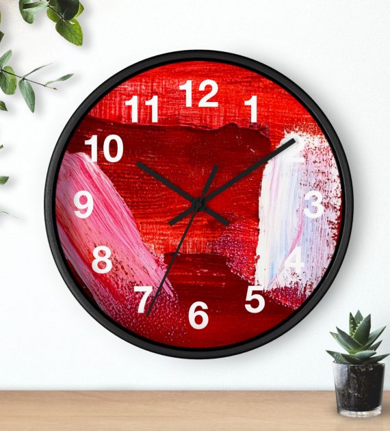 Wall Clock Red Modern Art Print - Image 3