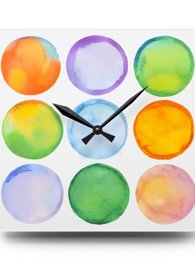 Acrylic Wall Clock Polka Dots Colored Print