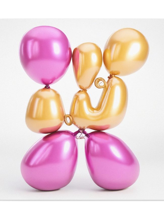 Gold Pink Balloon Contemporary Art Matte Canvas