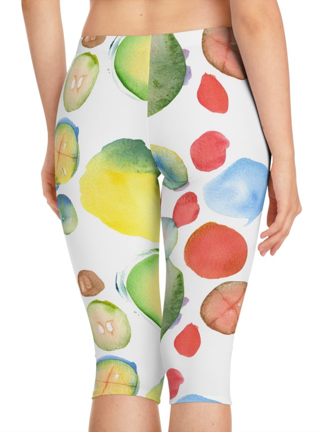 Colorful Watercolor Women's Capri Leggings, Summer Fitness Wear, Yoga Pants, Casual Leggings, Gift for Her, Trendy Activewear
