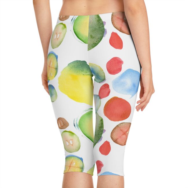 Colorful Watercolor Women's Capri Leggings, Summer Fitness Wear, Yoga Pants, Casual Leggings, Gift for Her, Trendy Activewear