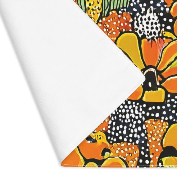 Placemat Orange Black Japanese Flower Pattern - Image 3