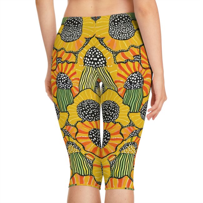 Vibrant Floral Women's Capri Leggings, Stylish Activewear, Summer Fitness, Yoga Pants, Casual Outfit, Gift for Her