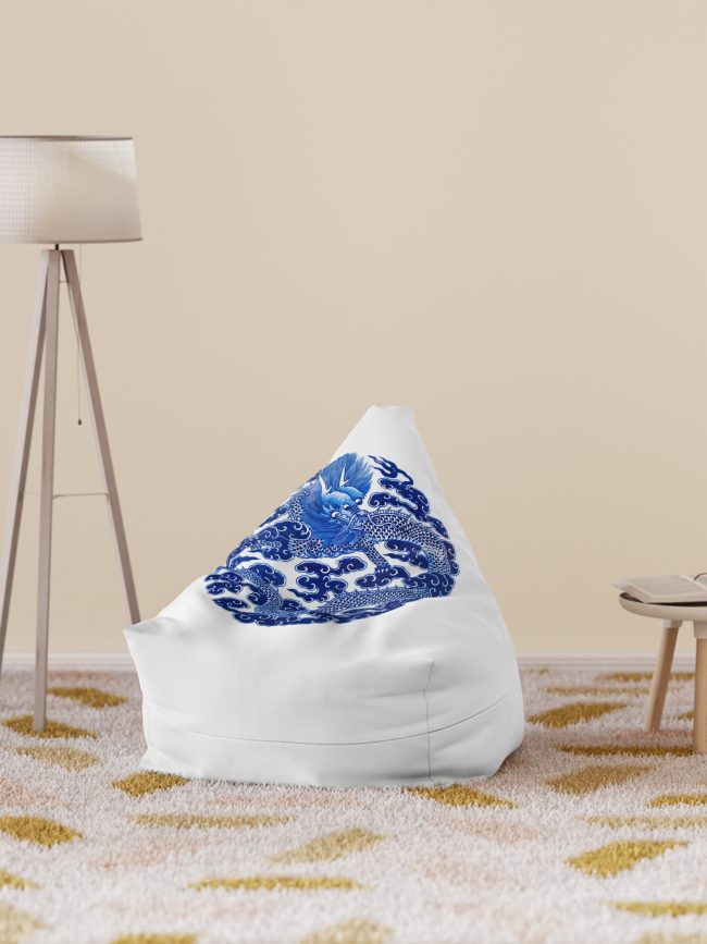 Bean Bag Chair Cover Blue Oriental Pattern