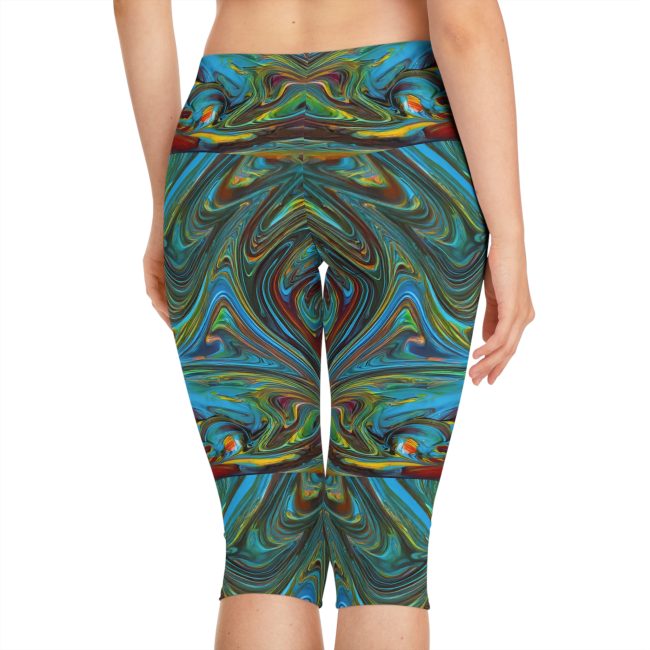 Vibrant Abstract Women's Capri Leggings | Colorful Yoga Pants, Activewear, Festival Outfit, Summer Style, Lounge Wear