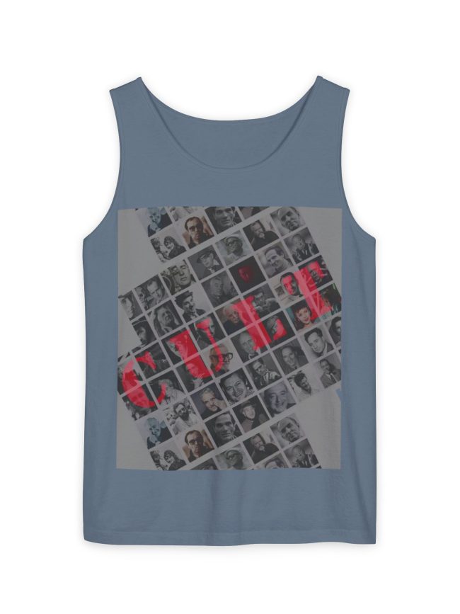Unisex Grey Red Garment Dyed Tank Top