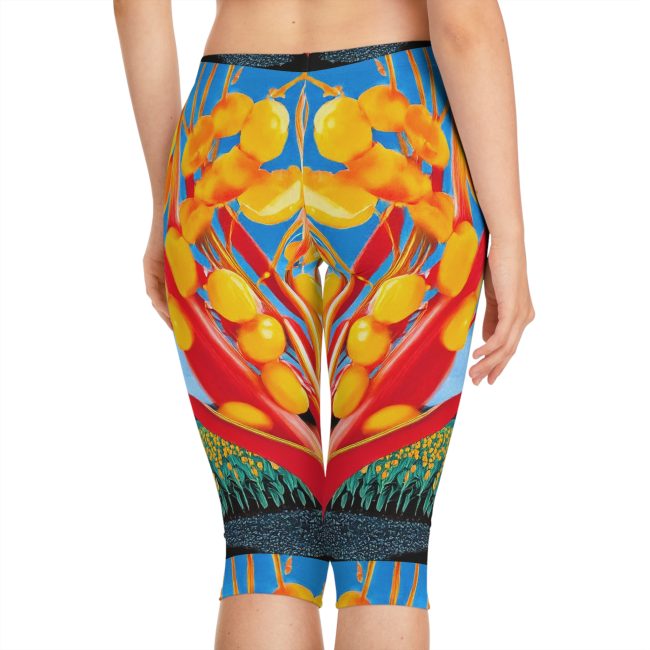 Colorful Artistic Women’s Capri Leggings for Everyday Style, Funky Fitness Pants, Unique Casual Wear, Gift Idea for Her