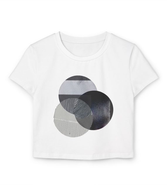 Chic Women's Baby Tee with Modern Circle Design, Casual Wear, Summer Top, Trendy Fashion, Gift for Her, Everyday Style - Image 5