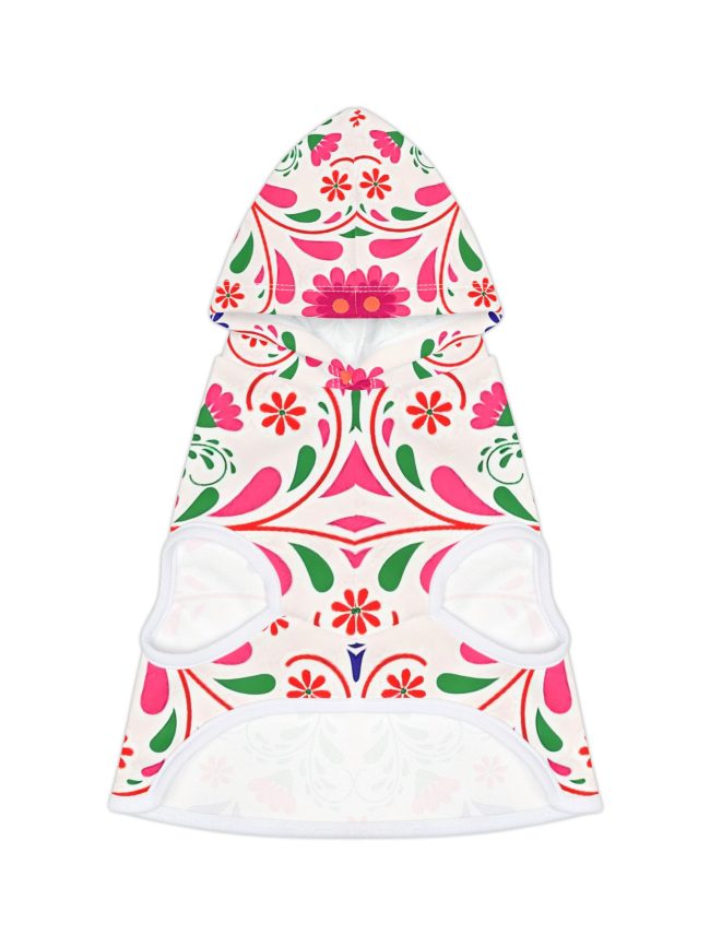 Colorful Red Green Floral Pet Hoodie