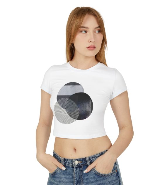 Chic Women's Baby Tee with Modern Circle Design, Casual Wear, Summer Top, Trendy Fashion, Gift for Her, Everyday Style - Image 9