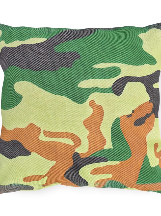 Outdoor Pillows Orange Green Camouflage
