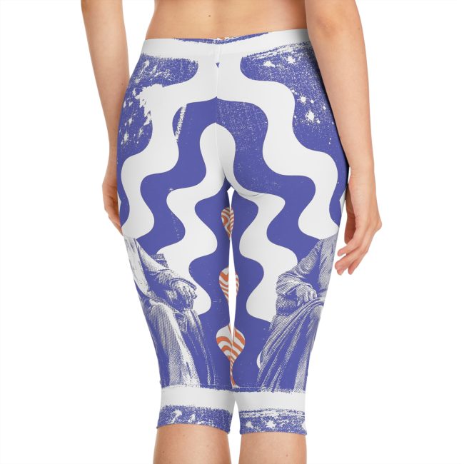 Artistic Women's Capri Leggings, Trendy Workout Tights, Yoga Pants, Fashionable Leisurewear, Unique Gift Idea, Summer Apparel