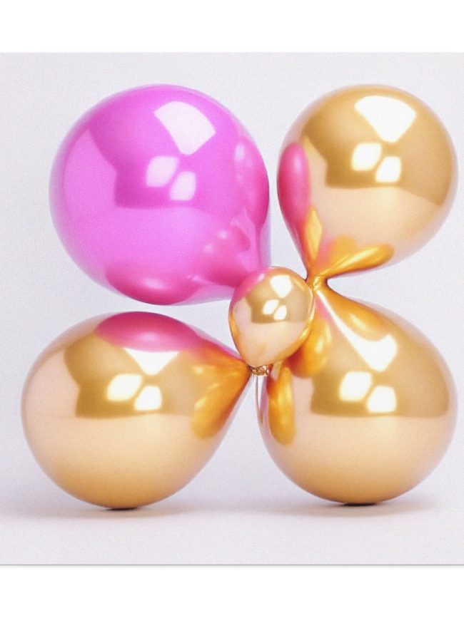 Five Golden Pink Balloon Contemporary Art Matte Canvas
