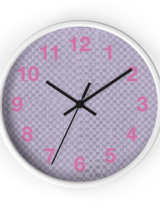 Wall Clock Lavender Minimalist Pattern