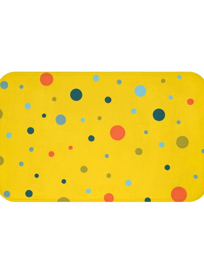 Dark Yellow Colorful Polka DotsBath Mat