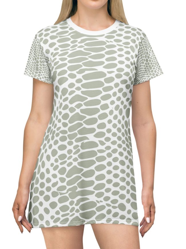 Chic Light Green Animal Print T Shirt Dress