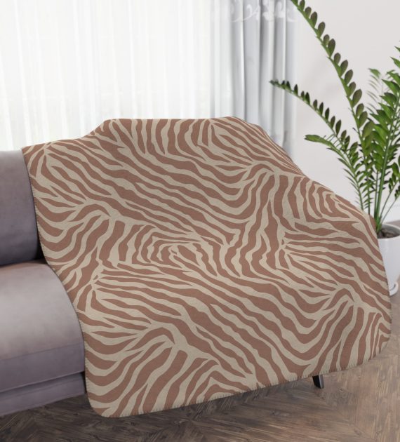 Cozy Tan Sherpa Pet Blanket | Soft Animal Print Throw, Perfect for Home Decor, Gifts, Snuggling, Winter Warmth, Jungle Theme - Image 4