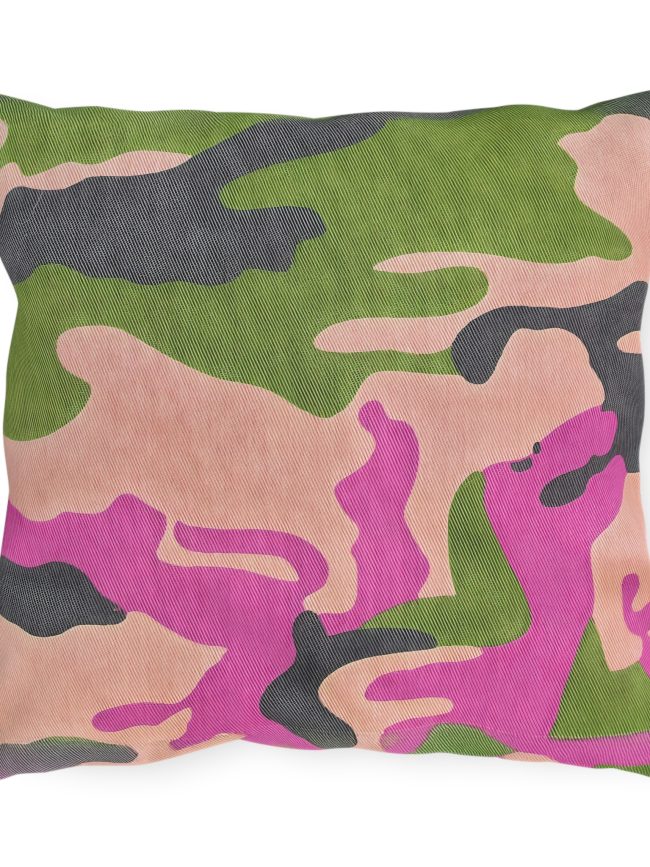 Outdoor Pillows Green Pink Camouflage Style