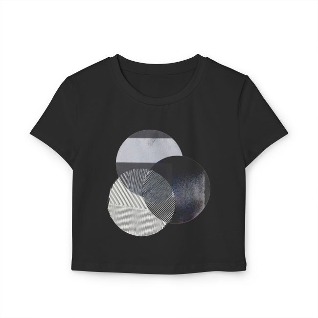 Chic Women's Baby Tee with Modern Circle Design, Casual Wear, Summer Top, Trendy Fashion, Gift for Her, Everyday Style