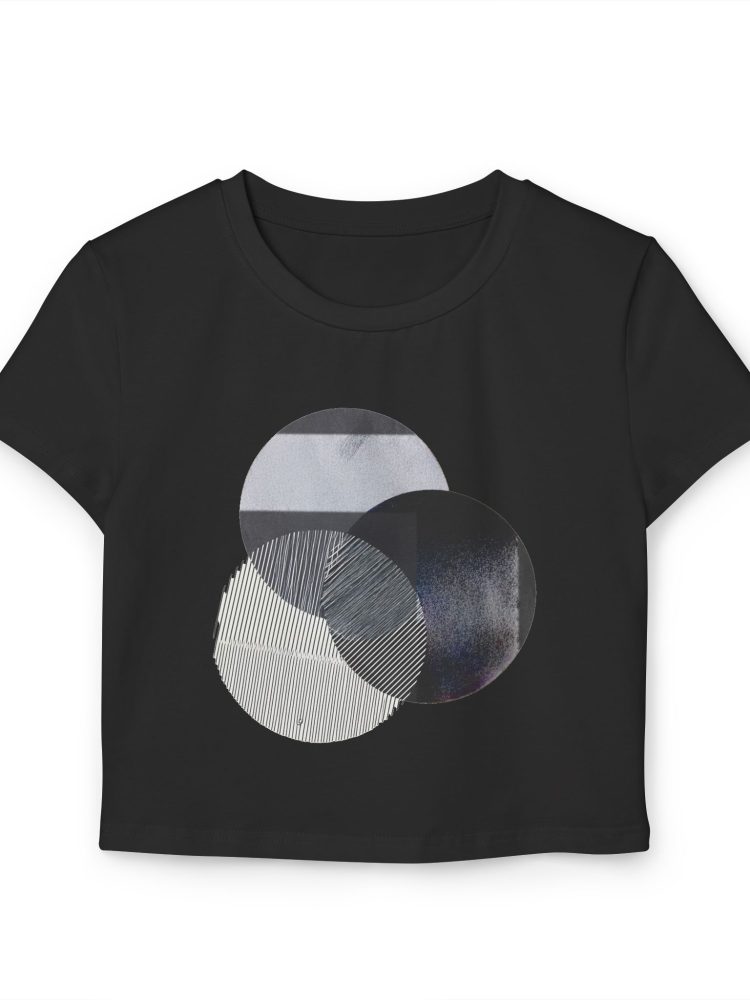 Chic Women's Baby Tee with Modern Circle Design, Casual Wear, Summer Top, Trendy Fashion, Gift for Her, Everyday Style